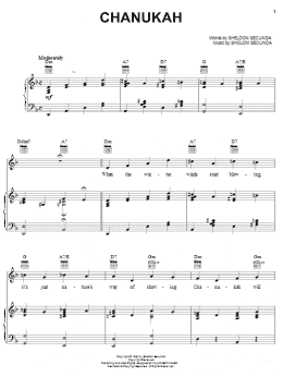 page one of Chanukah (Piano, Vocal & Guitar Chords (Right-Hand Melody))