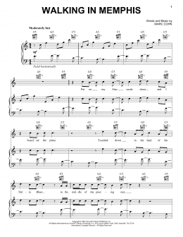 page one of Walking In Memphis (Piano, Vocal & Guitar Chords (Right-Hand Melody))