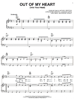 page one of Out Of My Heart (Into Your Head) (Piano, Vocal & Guitar Chords (Right-Hand Melody))