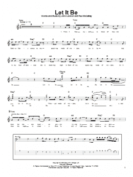 page one of Let It Be (Bass Guitar Tab)