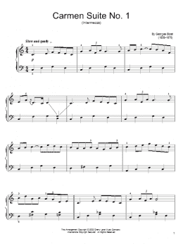 page one of Intermezzo from Carmen Act III (Easy Piano)