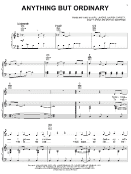 page one of Anything But Ordinary (Piano, Vocal & Guitar Chords (Right-Hand Melody))
