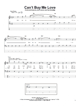 page one of Can't Buy Me Love (Bass Guitar Tab)