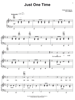 page one of Just One Time (Piano, Vocal & Guitar Chords (Right-Hand Melody))