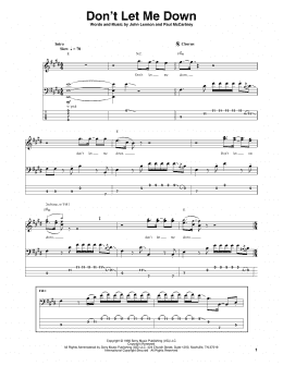 page one of Don't Let Me Down (Bass Guitar Tab)