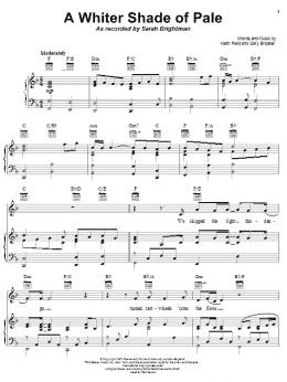 page one of A Whiter Shade Of Pale (Piano, Vocal & Guitar Chords (Right-Hand Melody))