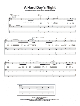 page one of A Hard Day's Night (Bass Guitar Tab)