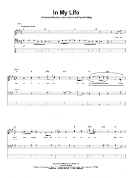 page one of In My Life (Bass Guitar Tab)