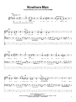 page one of Nowhere Man (Bass Guitar Tab)