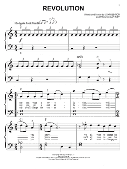 page one of Revolution (Big Note Piano)