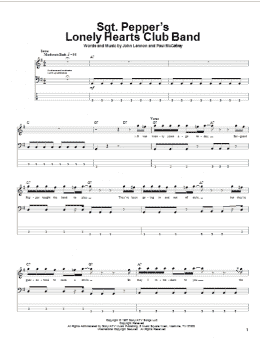 page one of Sgt. Pepper's Lonely Hearts Club Band (Bass Guitar Tab)
