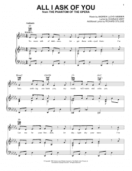 page one of All I Ask Of You (from The Phantom Of The Opera) (Piano, Vocal & Guitar Chords (Right-Hand Melody))