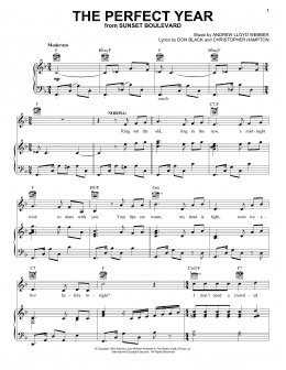 page one of The Perfect Year (from Sunset Boulevard) (Piano, Vocal & Guitar Chords (Right-Hand Melody))