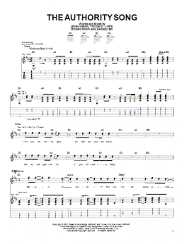 page one of The Authority Song (Guitar Tab)