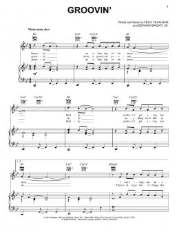 page one of Groovin' (Piano, Vocal & Guitar Chords (Right-Hand Melody))