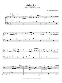 page one of Oboe Concerto In D Minor (Adagio) (Easy Piano)