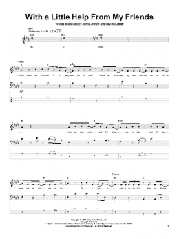 page one of With A Little Help From My Friends (Bass Guitar Tab)