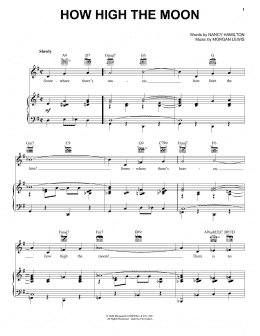 page one of How High The Moon (Piano, Vocal & Guitar Chords (Right-Hand Melody))