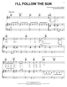 page one of I'll Follow The Sun (Piano, Vocal & Guitar Chords (Right-Hand Melody))