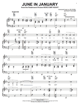page one of June In January (Piano, Vocal & Guitar Chords (Right-Hand Melody))
