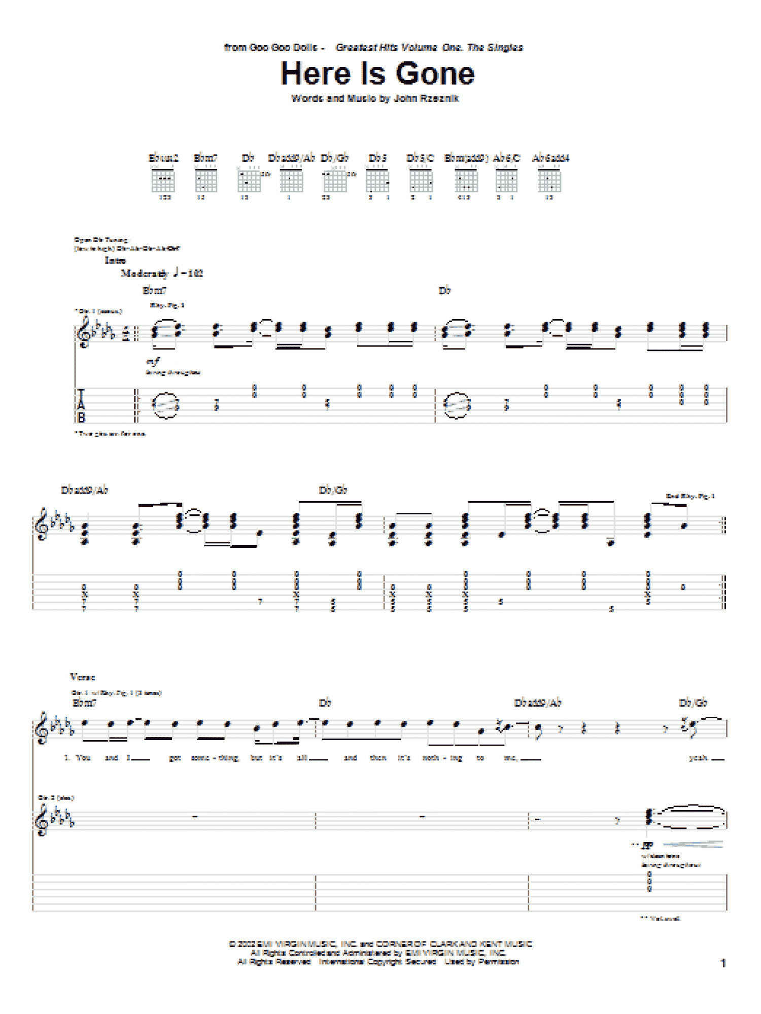 Here Is Gone (Guitar Tab)