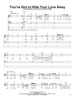 page one of You've Got To Hide Your Love Away (Bass Guitar Tab)