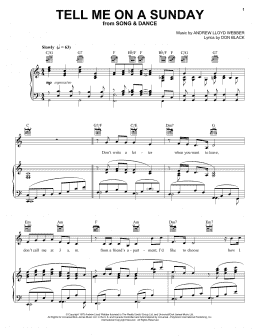 page one of Tell Me On A Sunday (Piano, Vocal & Guitar Chords (Right-Hand Melody))