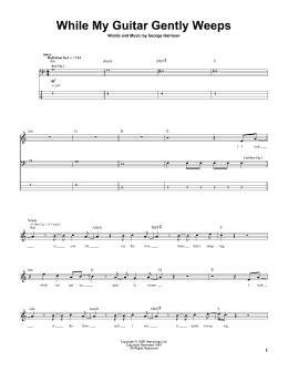 page one of While My Guitar Gently Weeps (Bass Guitar Tab)