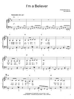 page one of I'm A Believer (Easy Piano)