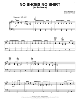 page one of No Shoes No Shirt (No Problems) (Piano, Vocal & Guitar Chords (Right-Hand Melody))