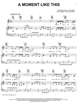 page one of A Moment Like This (Piano, Vocal & Guitar Chords (Right-Hand Melody))