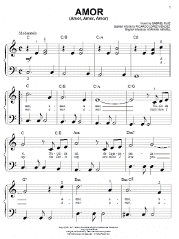 page one of Amor (Amor, Amor, Amor) (Big Note Piano)