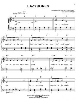 page one of Lazybones (Easy Piano)