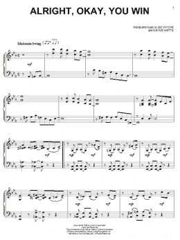 page one of Alright, Okay, You Win (Piano Solo)