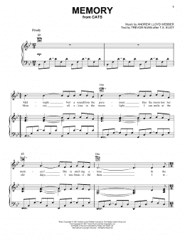 page one of Memory (from Cats) (Piano, Vocal & Guitar Chords (Right-Hand Melody))