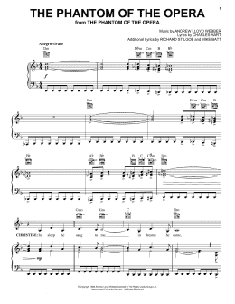 page one of The Phantom Of The Opera (Piano, Vocal & Guitar Chords (Right-Hand Melody))