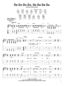 page one of De Do Do Do, De Da Da Da (Easy Guitar Tab)