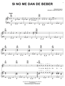 page one of Si No Me Dan De Beber (Piano, Vocal & Guitar Chords (Right-Hand Melody))