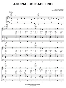 page one of Aguinaldo Isabelino (Piano, Vocal & Guitar Chords (Right-Hand Melody))