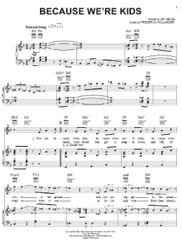 page one of Because We're Kids (Piano, Vocal & Guitar Chords (Right-Hand Melody))
