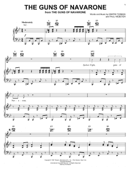 page one of The Guns Of Navarone (Piano, Vocal & Guitar Chords (Right-Hand Melody))