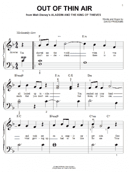 page one of Out Of Thin Air (from Aladdin and the King of Thieves) (Big Note Piano)