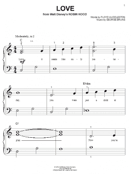 page one of Love (from Walt Disney's Robin Hood) (Big Note Piano)