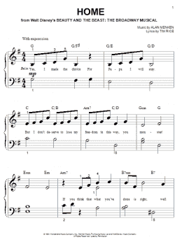 page one of Home (from Beauty and the Beast: The Broadway Musical) (Big Note Piano)