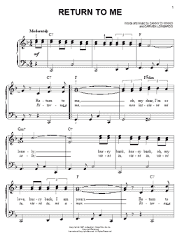 page one of Return To Me (Easy Piano)