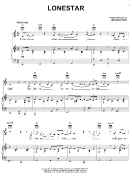 page one of Lonestar (Piano, Vocal & Guitar Chords (Right-Hand Melody))