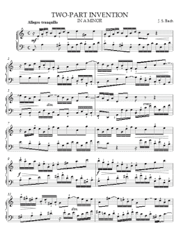 page one of Two-Part Invention in A Minor (Piano Solo)