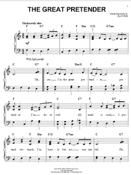 page one of The Great Pretender (Easy Piano)