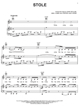 page one of Stole (Piano, Vocal & Guitar Chords (Right-Hand Melody))