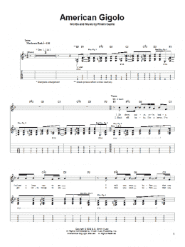 page one of American Gigolo (Guitar Tab)